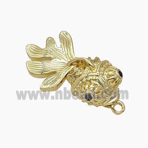 Copper Fish Pendant Pave Zirconia Gold Plated