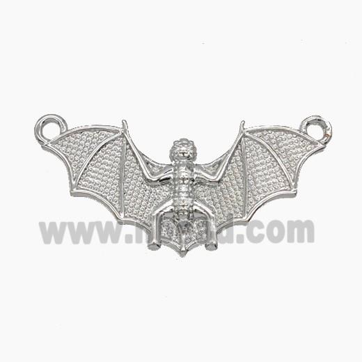 Halloween Bat Charms Copper Pendant 2loops Platinum Plated