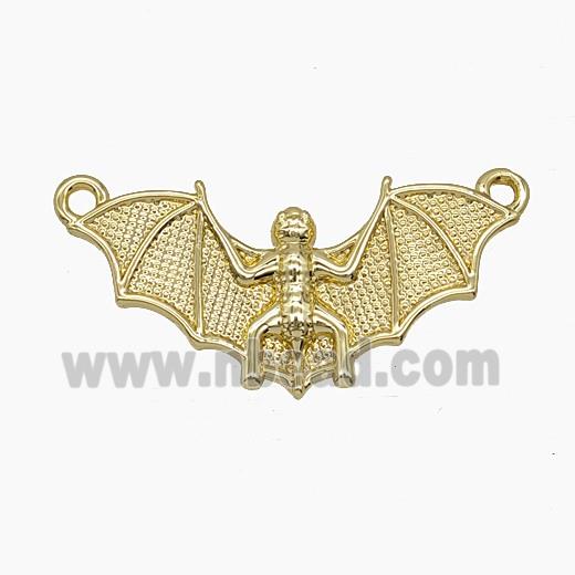 Halloween Bat Charms Copper Pendant 2loops Gold Plated