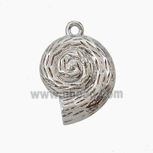 Copper Spiral Shell Pendant Platinum Plated