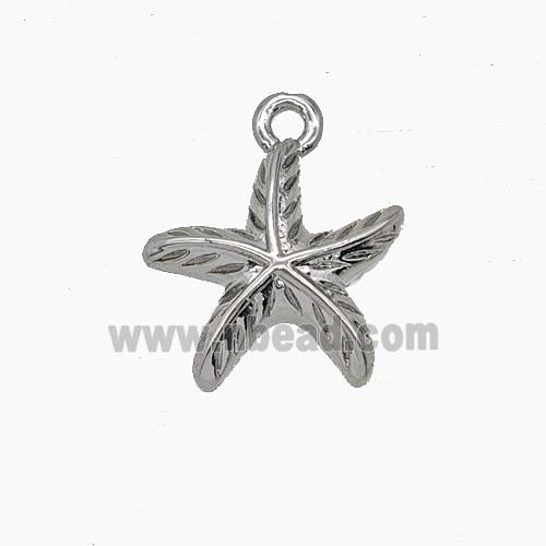 Copper Starfish Pendant Platinum Plated