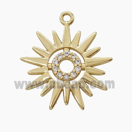 Copper Sun Pendant Pave Zirconia Gold Plated