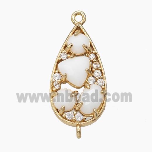 Copper Teardrop Connector Pave Cateye Crystal Gold Plated