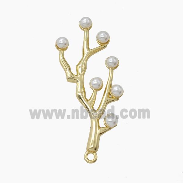 Copper Coral-Reef Pendant Pave Resin Gold Plated
