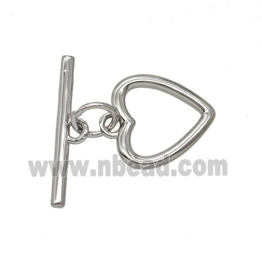 Copper Heart Toggle Clasp Platinum Plated
