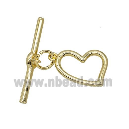 Copper Heart Toggle Clasp Gold Plated