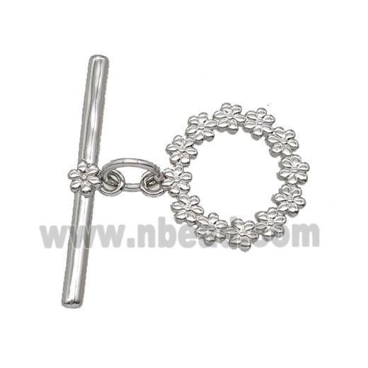 Copper Flower Toggle Clasp Platinum Plated