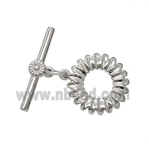 Copper Flower Toggle Clasp Platinum Plated