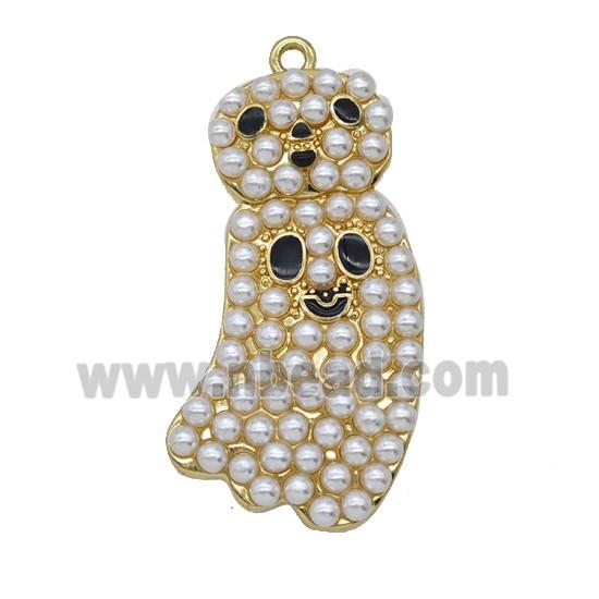 Halloween Ghost Charms Copper Pendant Pave Resin Gold Plated