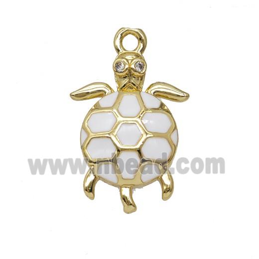 Copper Tortoise Pendant White Enamel Gold Plated