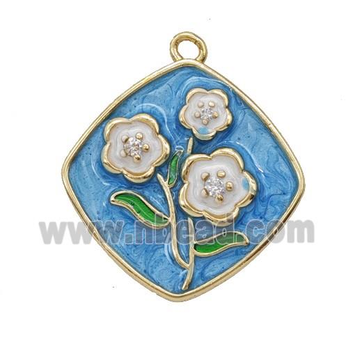 Copper Flower Pendant Enamel Gold Plated