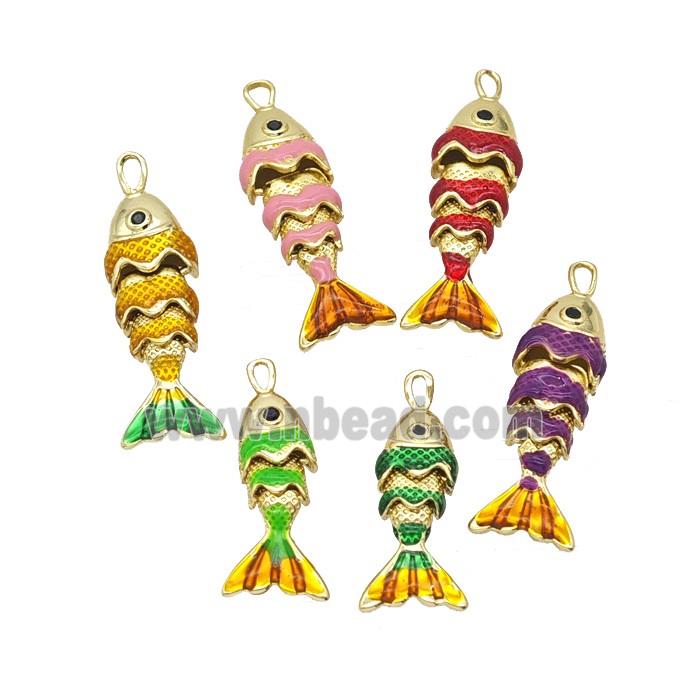 Copper Fish Pendant Painted Gold Plated Mixed