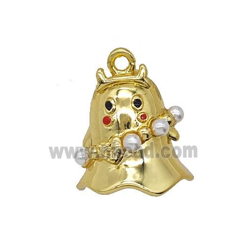 Halloween Ghost Charms Copper Pendant Pave Resin Gold Plated