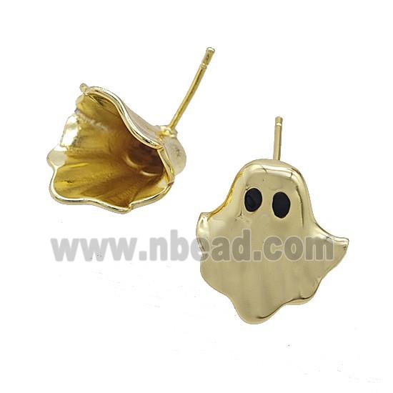 Halloween Ghost Copper Stud Earrings Gold Plated