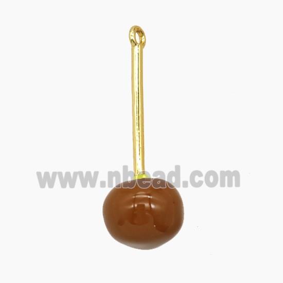 Copper Cherry Pendant Red Enamel Gold Plated