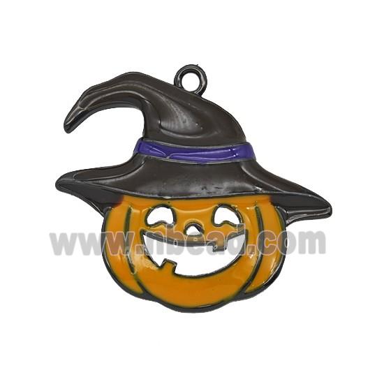 Halloween Jack-O-Lantern Charms Copper Pumpkin Pendant Enamel Black Plated