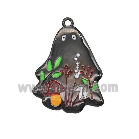 Halloween Ghost Charms Copper Pendant Multicolor Enamel Flower Black Plated