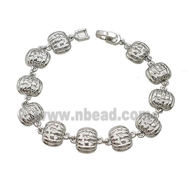 Halloween Jack-O-Lantern Charms Copper Bracelet Platinum Plated