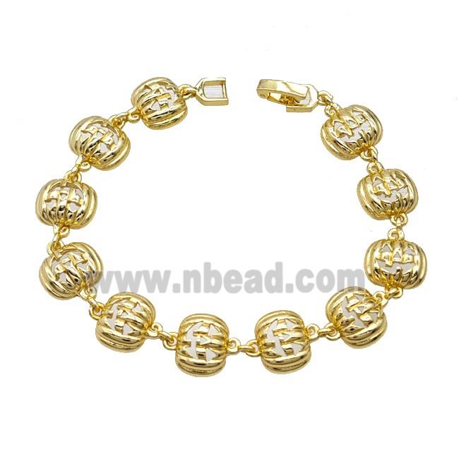 Halloween Jack-O-Lantern Charms Copper Bracelet Gold Plated