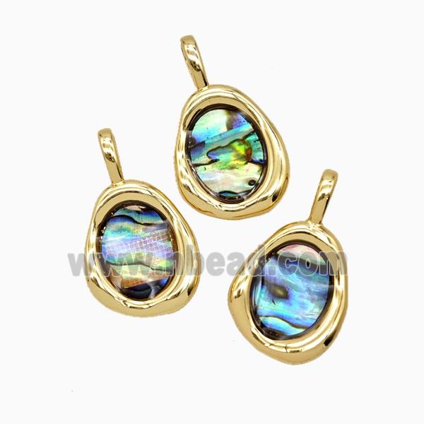 Copper Slice Pendant Pave Abalone Shell 18K Gold Plated