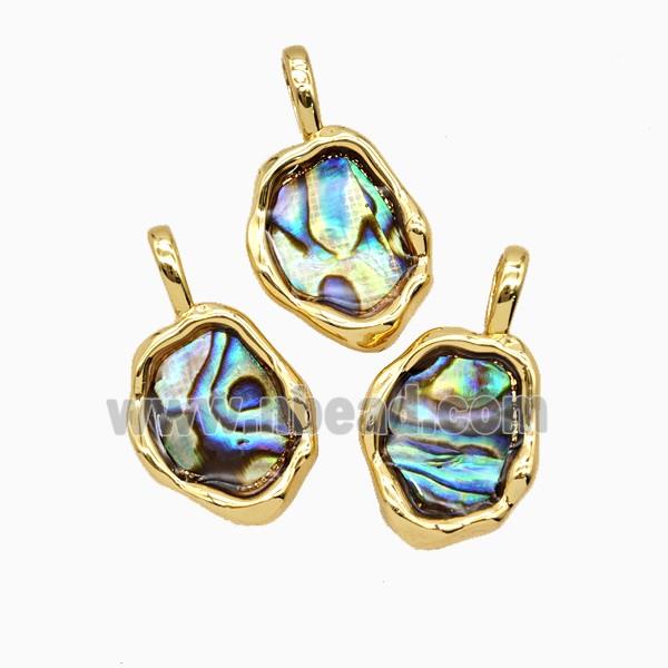 Copper Slice Pendant Pave Abalone Shell 18K Gold Plated