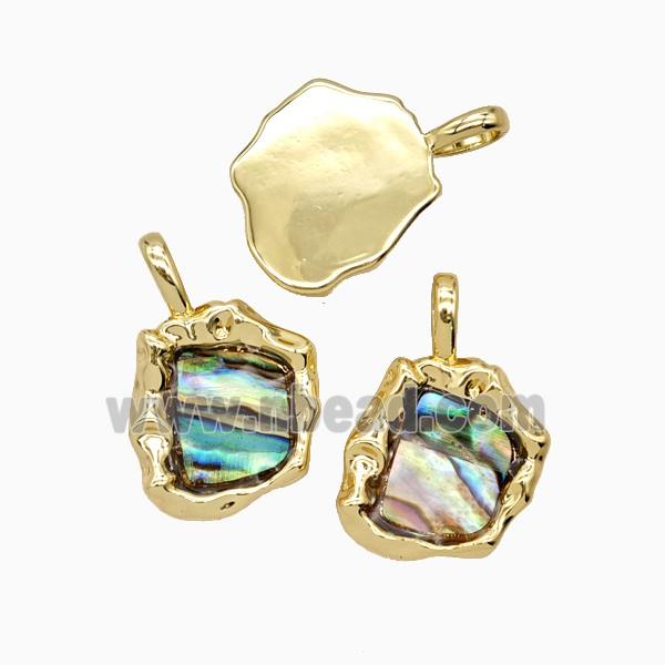 Copper Slice Pendant Pave Abalone Shell 18K Gold Plated
