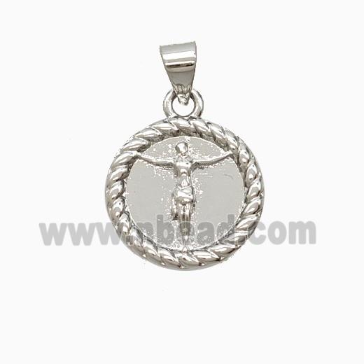 Copper Jesus Pendant Platinum Plated