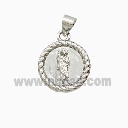 Copper Saint Jude Pendant Platinum Plated