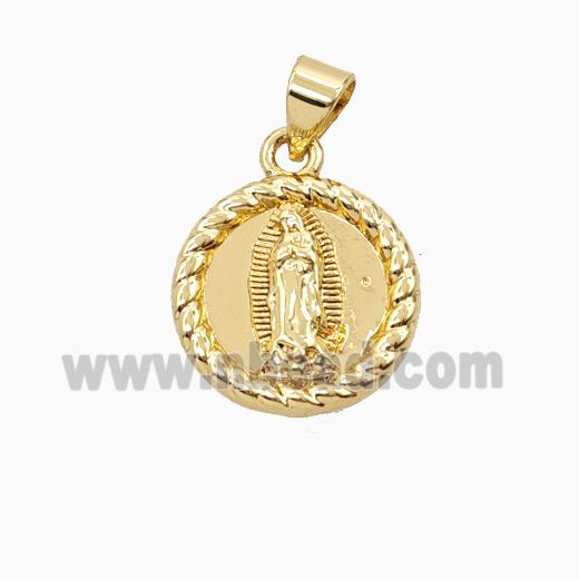 Copper Virgin Mary Pendant 18K Gold Plated