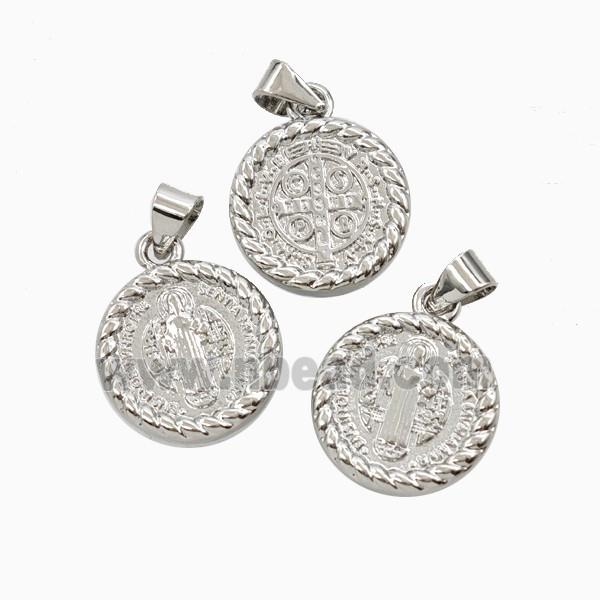 Copper Saint Jude Pendant Platinum Plated