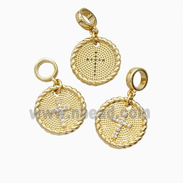 Copper Cross Pendant Pave Zirconia 18K Gold Plated