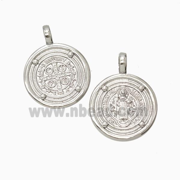 Copper Saint Jude Pendant Platinum Plated