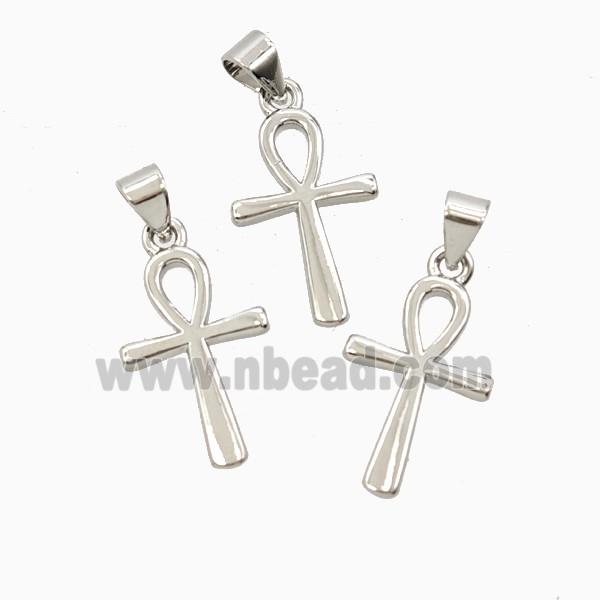 Copper Ankh Cross Pendant Platinum Plated