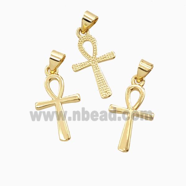 Copper Ankh Cross Pendant 18K Gold Plated