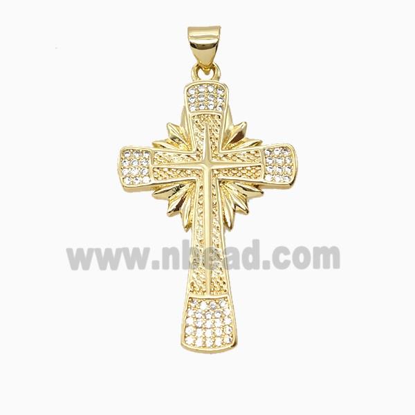 Copper Cross Pendant Pave Zirconia 18K Gold Plated