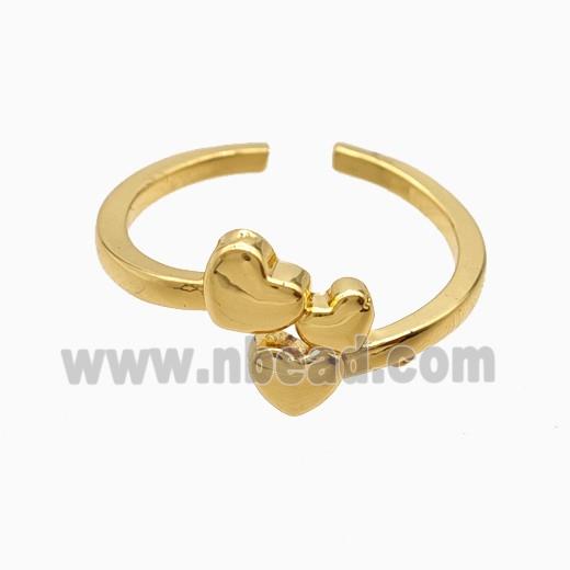 Copper Heart Rings 18K Gold Plated