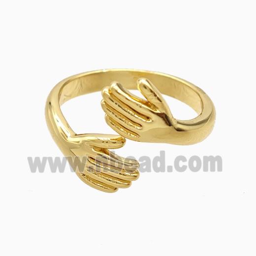 Copper Hug Hand Rings 18K Gold Plated
