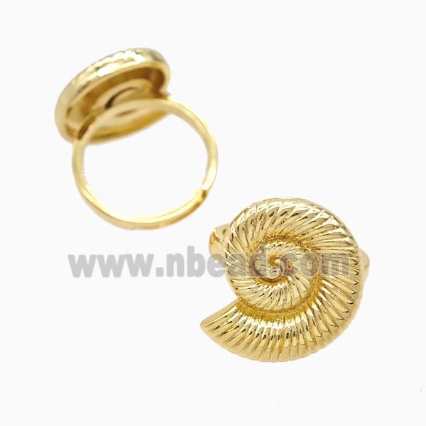 Copper Spiral Shell Rings 18K Gold Plated