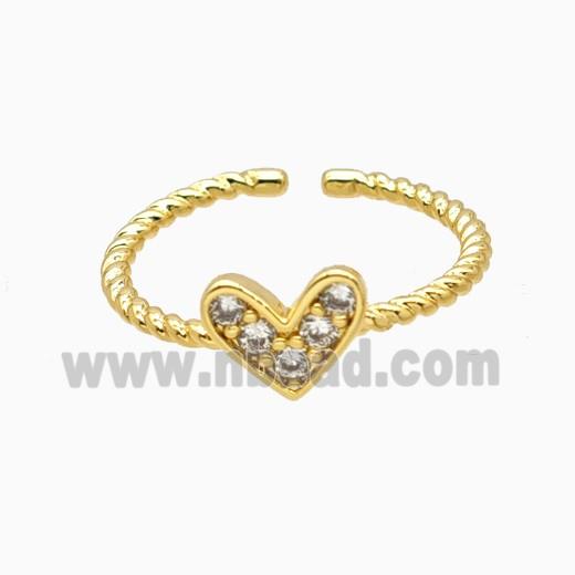 Copper Heart Rings Pave Zirconia 18K Gold Plated