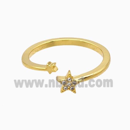 Copper Star Rings Pave Zirconia 18K Gold Plated