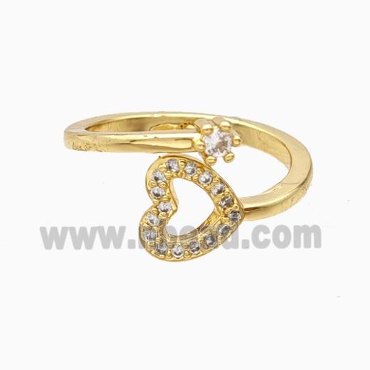 Copper Heart Rings Pave Zirconia 18K Gold Plated