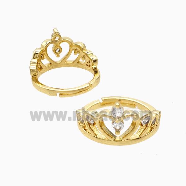 Copper Crown Rings Pave Zirconia 18K Gold Plated