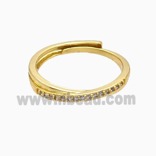 Copper Rings Pave Zirconia Adjustable 18K Gold Plated