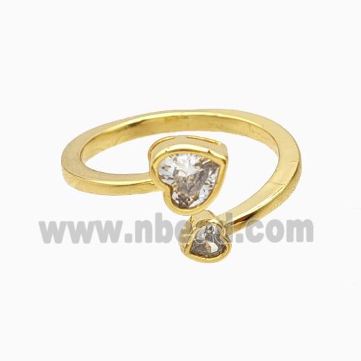 Copper Heart Rings Pave Zirconia 18K Gold Plated