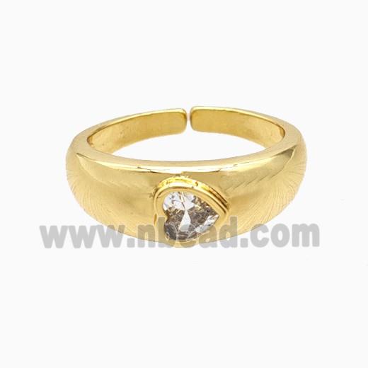 Copper Heart Rings Pave Zirconia 18K Gold Plated