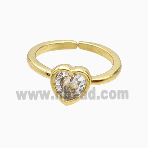 Copper Heart Rings Pave Zirconia 18K Gold Plated