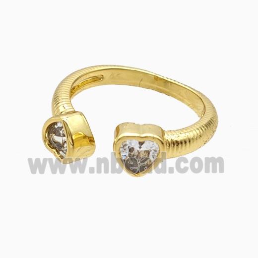 Copper Heart Rings Pave Zirconia 18K Gold Plated