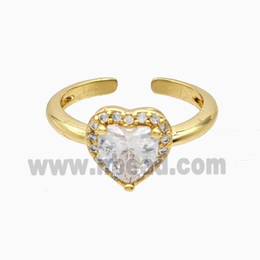 Copper Heart Rings Pave Zirconia 18K Gold Plated