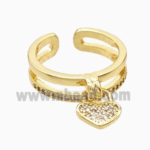 Copper Heart Rings Pave Zirconia 18K Gold Plated