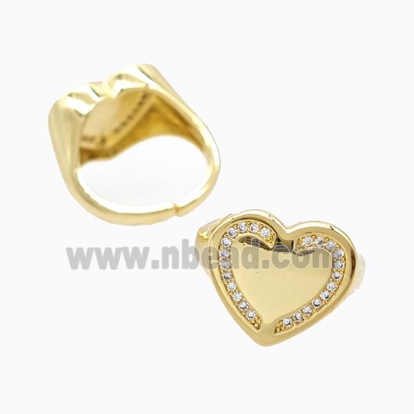 Copper Heart Rings Pave Zirconia 18K Gold Plated